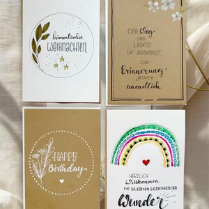 Grußkarten, Karten, Klappkarten,Geburtstag, Trauerkarte, Weihnachten, Geburt, Taufe, Karten-Set, handgeschriebene Karten,