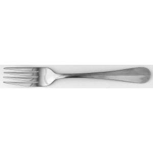 May include: A stainless steel fork with four tines and a teardrop-shaped handle. The silverware is designed for dining and is set against a white background.