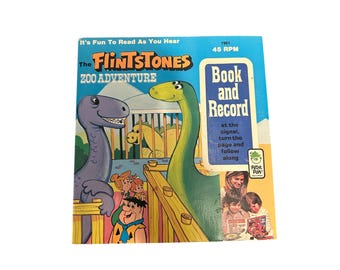 The Flintstones Zoo Adventure 45 RPM Book & Record Read along Peter Pan records