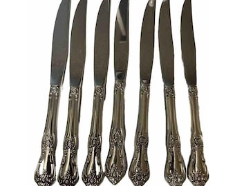 7 Dinner Knives Hollow Oneida WM A Rogers PRESIDENT Stainless Steel 9" Flatware