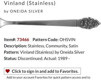 Oneida Silver Vinland Stainless Flat Handle Butter Spreader flatware