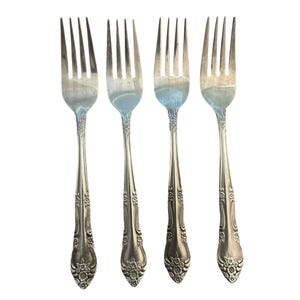 Stanley Roberts Dream Rose Flatware Dinner Forks Set Of 4 Stainless Floral Design Discontinued