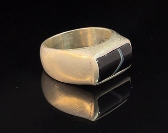 Vintage Sterling Silver Square Onyx Signet Ring! [size 8.5 US] - Etsy