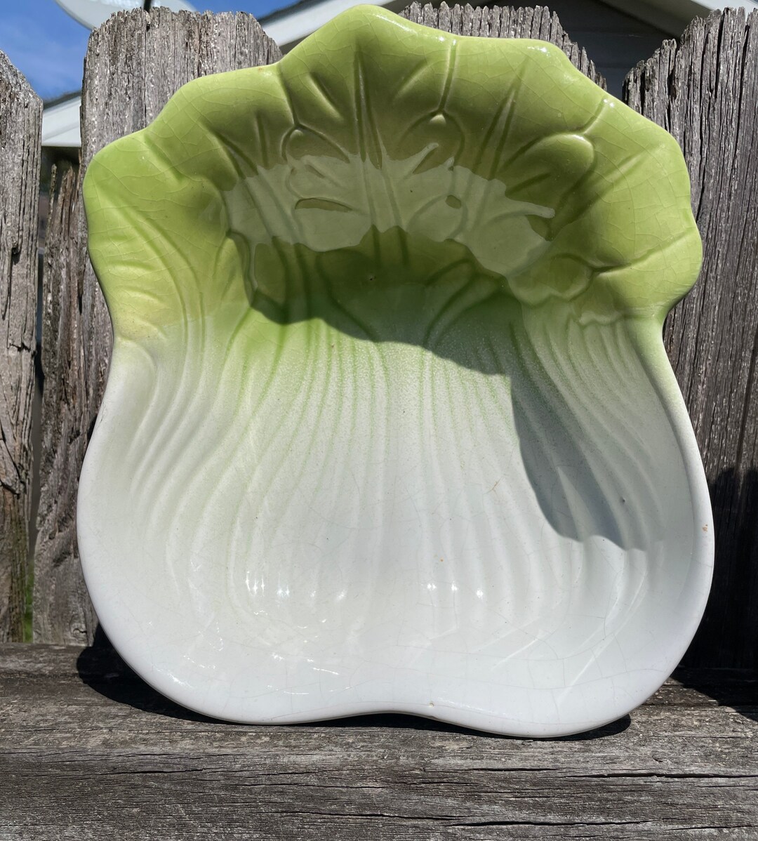 Vintage/antique Cabbage Serving Bowl/ Green Cabbage Leaf Bowl Etsy