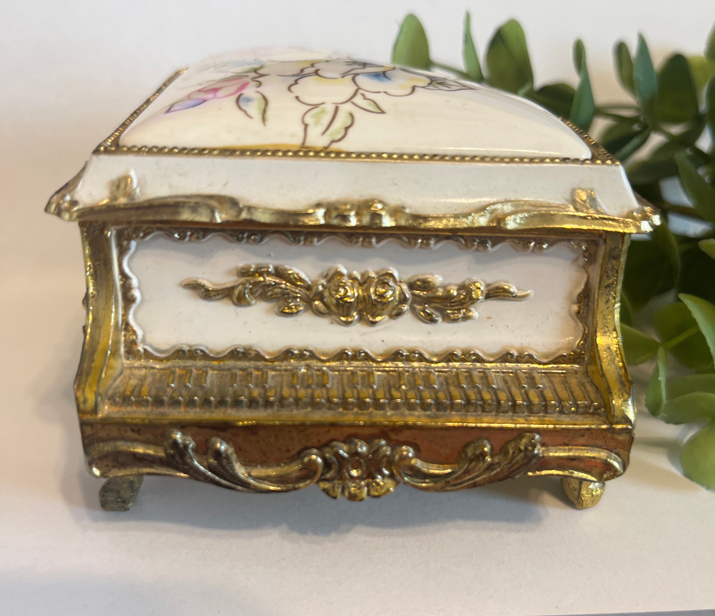 Vintage/antique Porcelain Piano Music and Jewelry Box/ Working Music ...