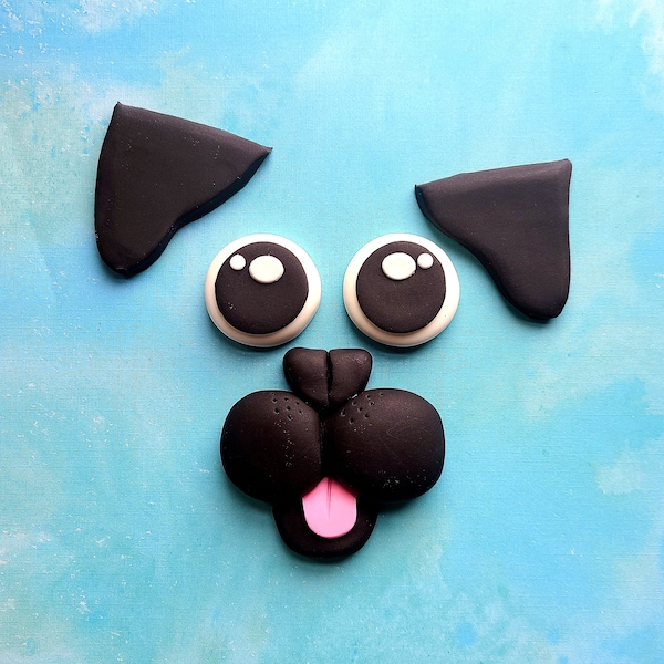 Puppy face fondant custom cake toppers