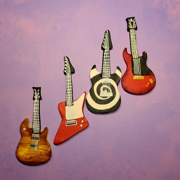 Custom fondant guitar cake & cupcake toppers