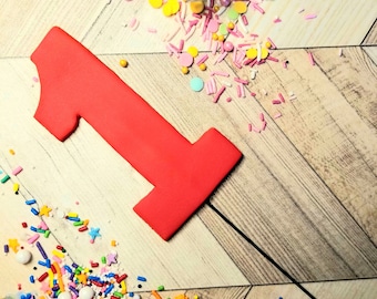 Flat fondant number or letter cake topper (custom colors available)