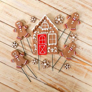 Fondant Gingerbread house theme cake decorations (custom colors available)