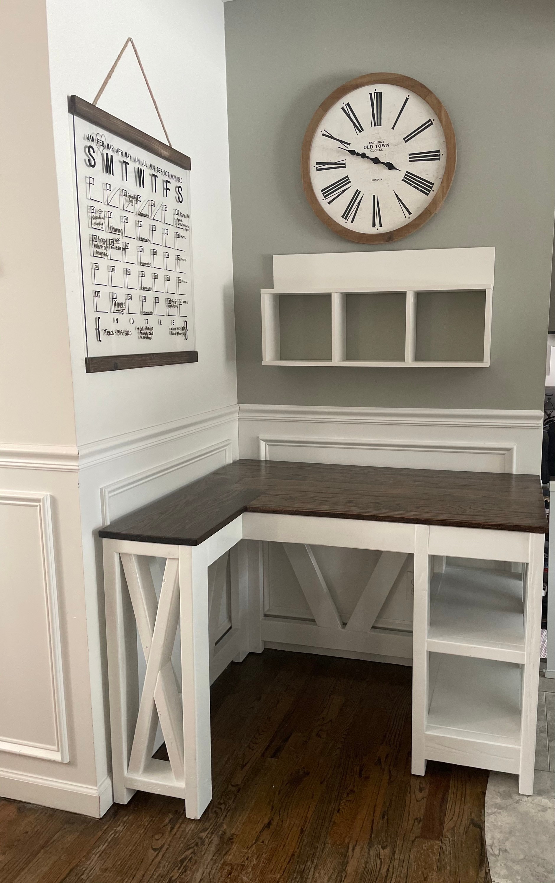 Farmhouse l outlet shaped desk