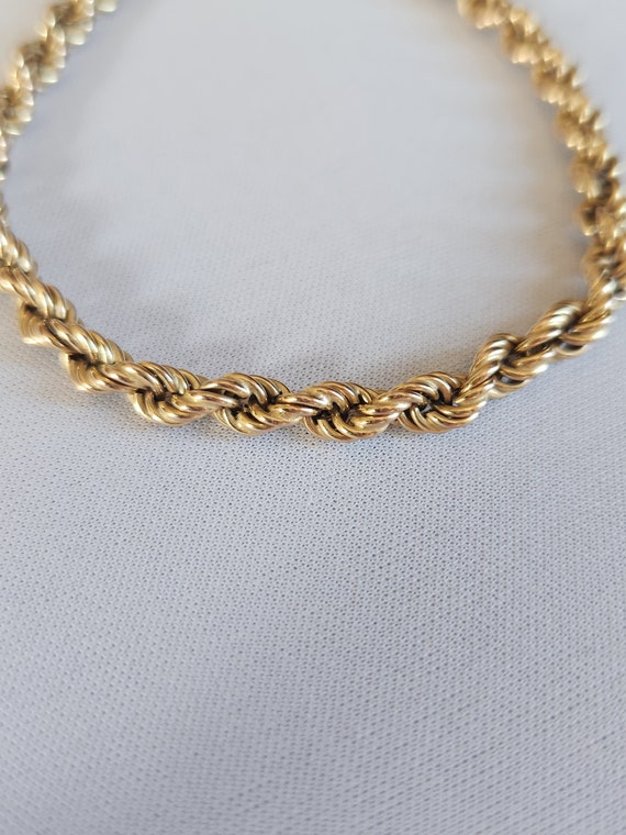 Vintage 9ct yellow gold chunky rope chain bracele… - image 3