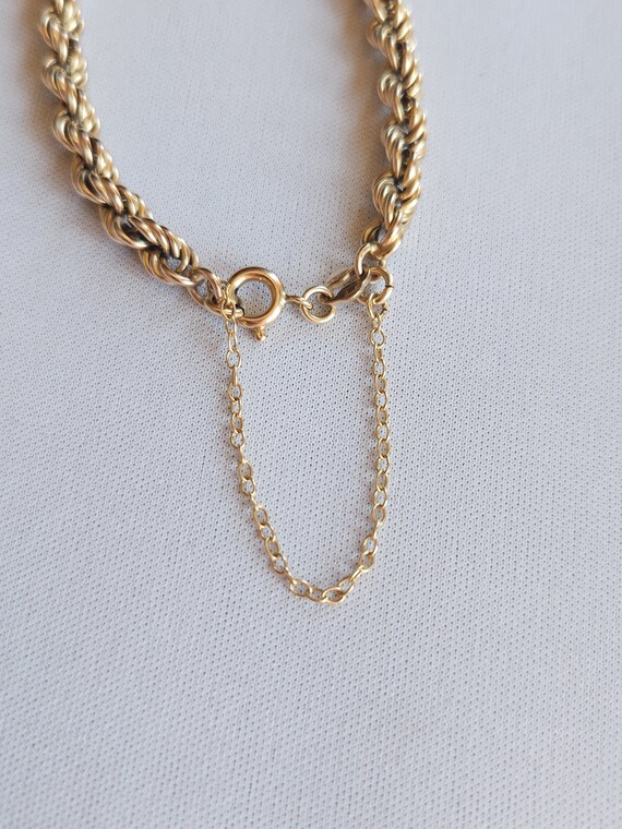 Vintage 9ct yellow gold chunky rope chain bracele… - image 7