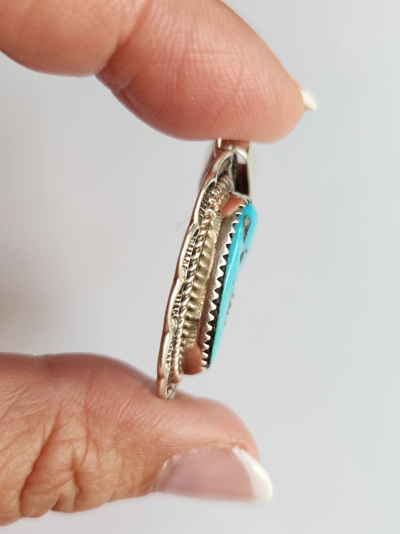 Vintage Navajo sterling silver tribal turquoise p… - image 5
