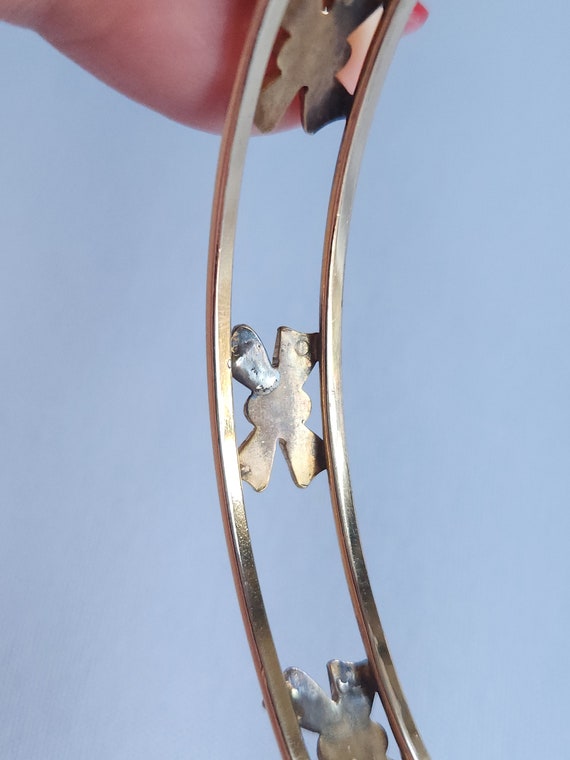 Vintage gold filled slip on bangle with bows all … - image 10