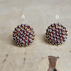 Vintage 900 Silver Vermeil Bohemian Garnet Cluster Ring