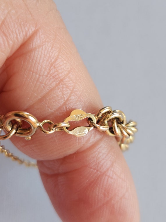 Vintage 9ct yellow gold chunky rope chain bracele… - image 10