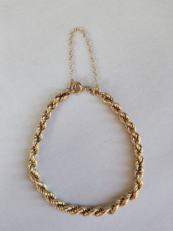 Vintage 9ct yellow gold chunky rope chain bracele… - image 1