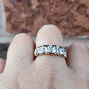 Vintage solid 10k yellow gold men's diamond wedding band, men's diamond gold ring, US size 11.25, 4.71g