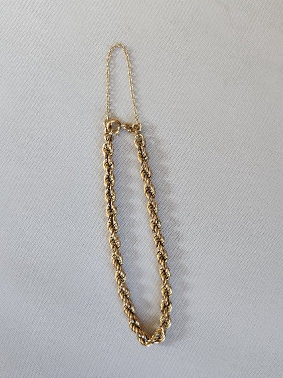 Vintage 9ct yellow gold chunky rope chain bracele… - image 2
