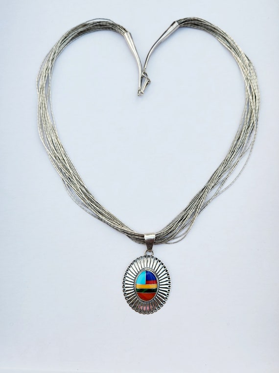 Vintage Navajo Sterling Silver Multigemstone Statement Vintage Navajo Sterling Silver Multigemstone Statement