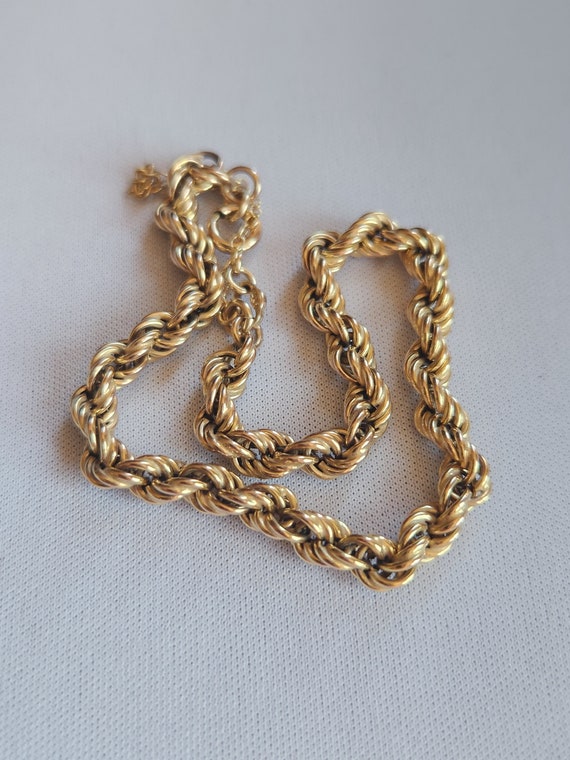 Vintage 9ct yellow gold chunky rope chain bracele… - image 8