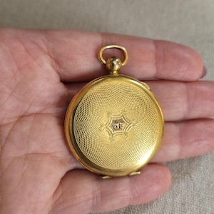 Antique Gold Filled Pocket Watch Frame Locket, Engraved Initial &quot;F&quot;