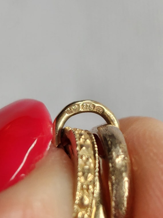 Vintage 9ct yellow gold 3-ring wedding ring set c… - image 10