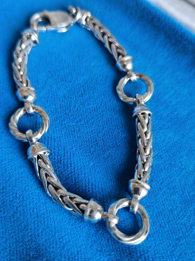 Fancy Circlular R Vintage 925 Sterling Silver Chunky Fancy Link Bracelet | 7 3/8inches ...