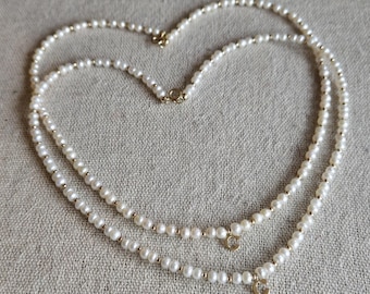 14k Gold Freshwater Pearl Necklace with &quot;C&quot; Pendant