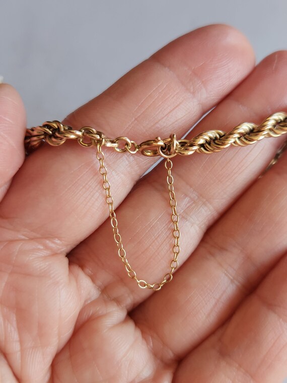 Vintage 9ct yellow gold chunky rope chain bracele… - image 6