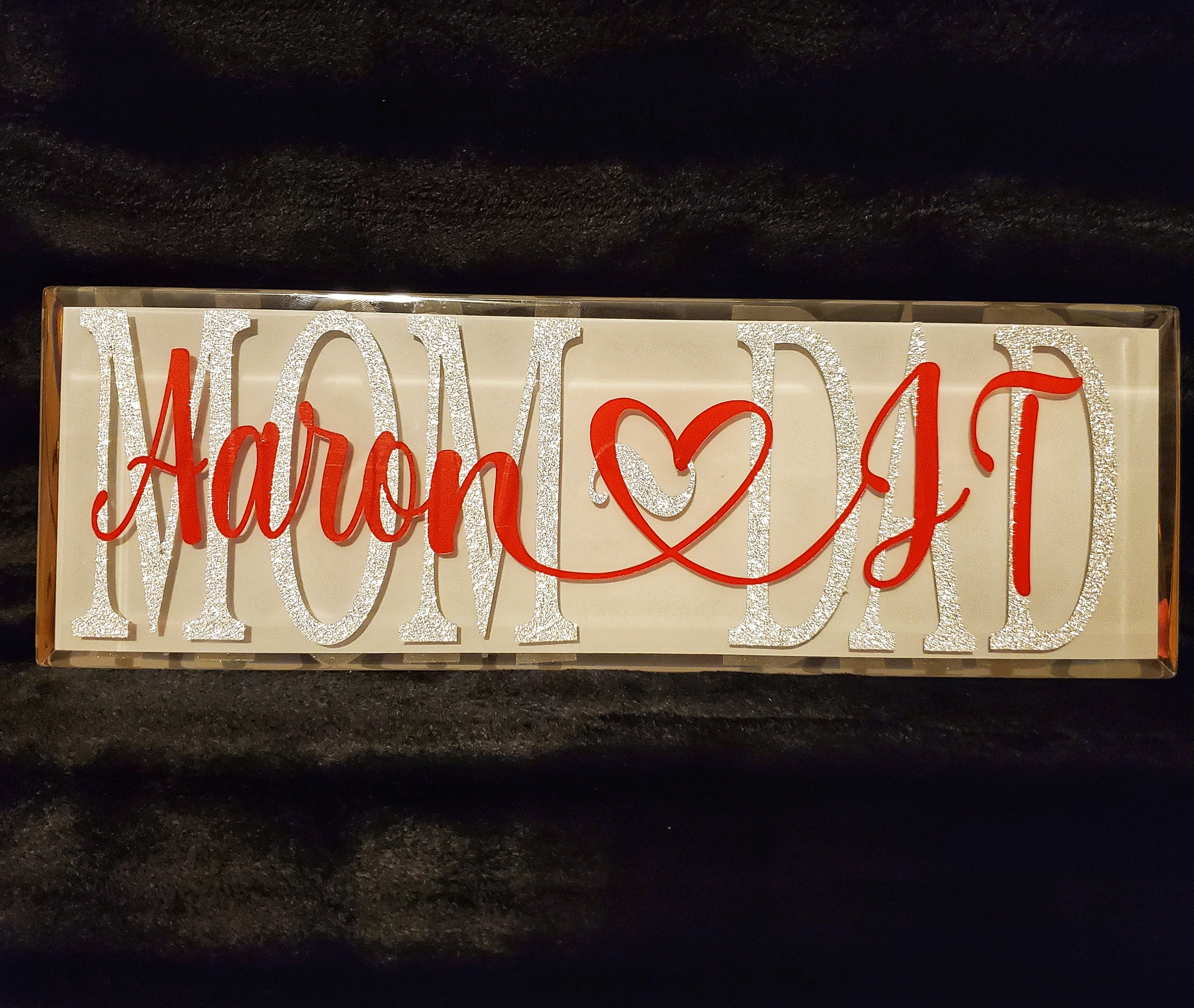 Personalized Glass Tile Name Plaque 12x4 Mom Plaque Etsy