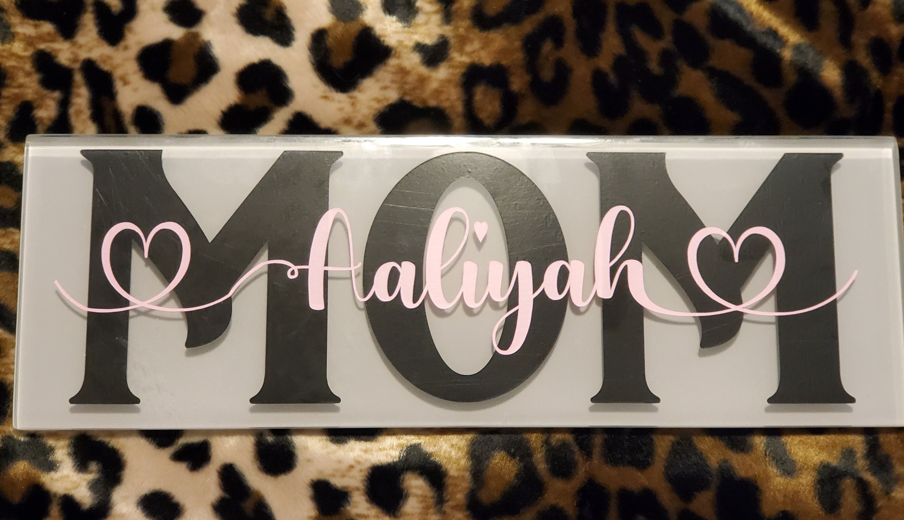 Personalized Glass Tile Name Plaque 12x4 Mom Plaque Etsy
