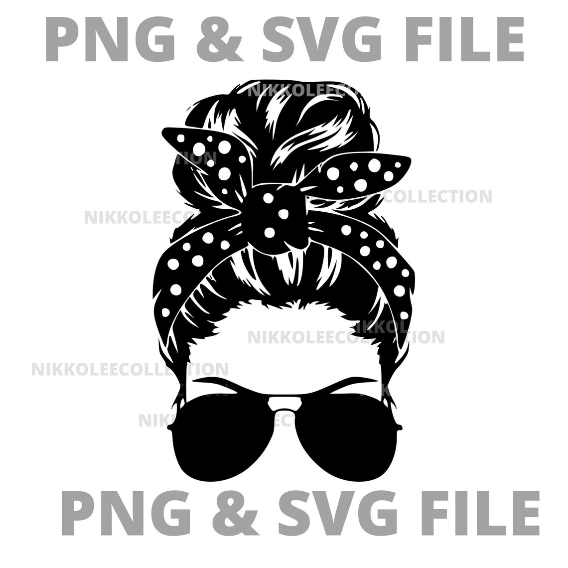 Messy Bun SVG File Hair SVG Sunglasses svg Messy Bun Face | Etsy