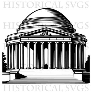 Jefferson Memorial SVG, JPG, PNG, dxf, pdf, eps Gráfico - Ideal para Cricut, Adesivos e Decalques de Vinil