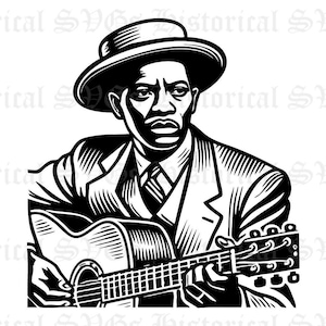 Leadbelly SVG, JPG, PNG, dxf, pdf, eps, vector Graphic - Huddie William Ledbetter - Ideal for Cricut, Stickers & Vinyl Decals