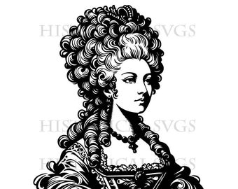 Marie Antoinette SVG, JPG, PNG, dxf, pdf, eps Graphic - Ideal for Cricut, Stickers & Vinyl Decals