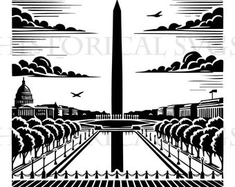 Washington Monument SVG, JPG, PNG, dxf, pdf, eps Graphic - ideaal voor Cricut, stickers en vinylstickers - National Mall