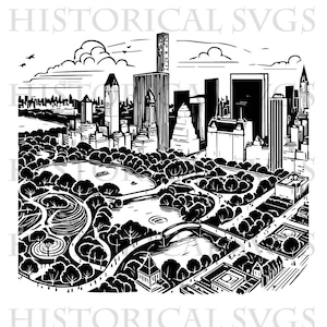 Central Park SVG, JPG, PNG, dxf, pdf, eps Grafica - Ideale per Cricut, adesivi e decalcomanie in vinile - New York City