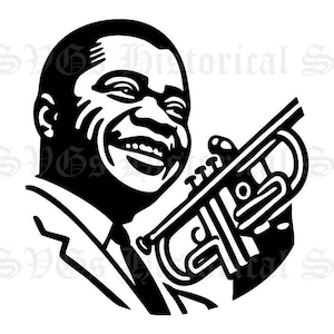 Louis Armstark SVG, JPG, PNG, dxf, pdf, eps, Vektorgrafik - Ideal für Cricut, Aufkleber und Vinylaufkleber - Satchmo