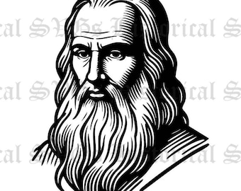 Leonardo da Vinci SVG, JPG, PNG, dxf, pdf, eps-afbeelding - ideaal voor de Cricut, stickers en vinylstickers
