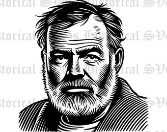 Ernest Hemingway SVG, JPG, PNG, dxf, pdf, eps Graphic - Ideal for Cricut, Stickers & Vinyl Decals