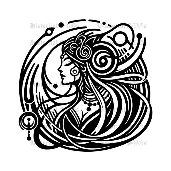 Freyja SVG DXF png pdf jpg eps vector files | Norse goddess svg | svg silhouette | cricut | clipart | cameo, cut, svg | freya svg