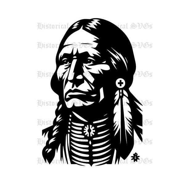 Crazy Horse Native American SVG, JPG, PNG, dxf, pdf, eps Graphic - Ideal for Cricut, Stickers & Vinyl Decals