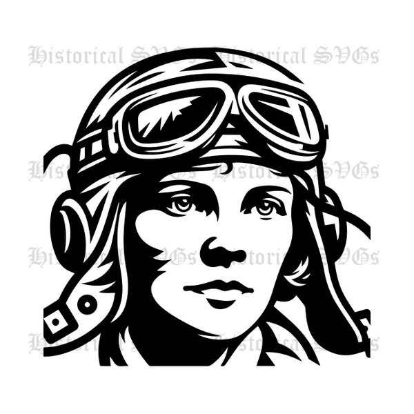 Amelia Earhart SVG DXF png pdf jpg eps vector files | Earhart svg | svg silhouette | cricut | clipart | cameo, cut, svg | historical svg