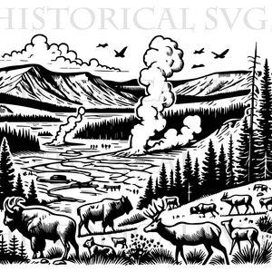 Yellowstone National Park SVG, JPG, PNG, dxf, pdf, eps Graphic - Ideal for Cricut, Stickers & Vinyl Decals