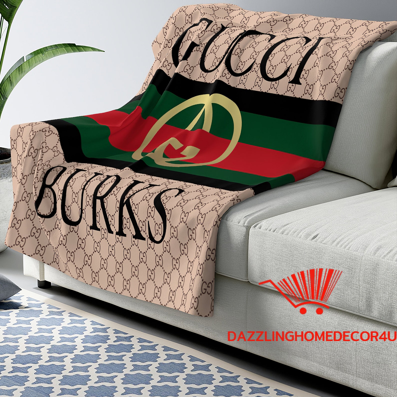 Gucci Sherpa Fleece Blanket Gucci Blanket Custom Blanket Etsy