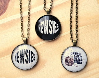Newsies Necklace: Broadway Musical Antique Brass Cabochon