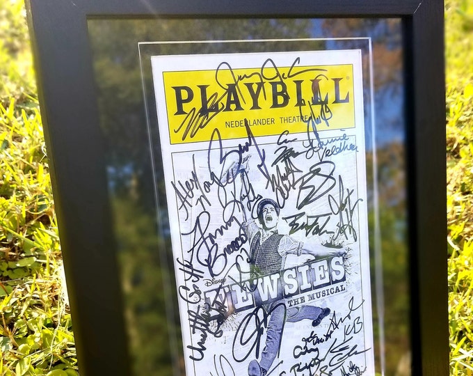 Newsies Broadway Framed Autographed Playbill - High Quality Re-Print/Copy, directors gift, cast gift, broadway decor, jeremy jordan