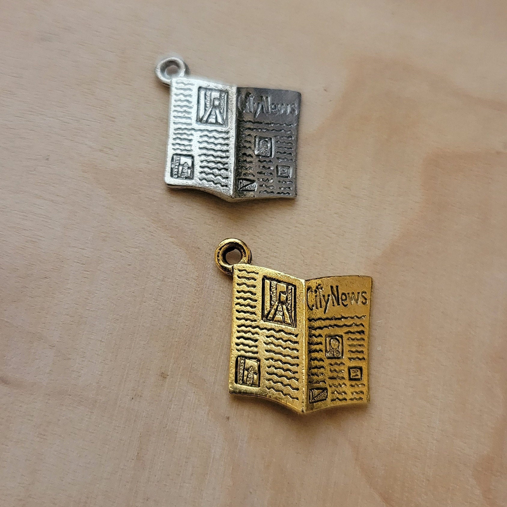 Vintageinspired Newspaper Charms for Jewelry Making City News Charm