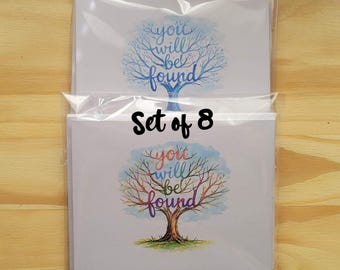 You Will Be Found Note Cards Party Invitation Kit Handmade Fold-Over Thank You Cards Envelopes Stationery Set of 8 Dear Evan Hansen
